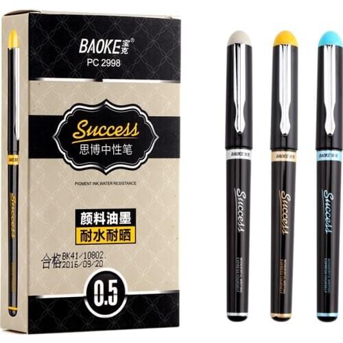 12 Baoke PC2998 Gel Pen 0.5mm Refill Office Stationery Signature Pen Black Water-based Pen Student Bullet Refill