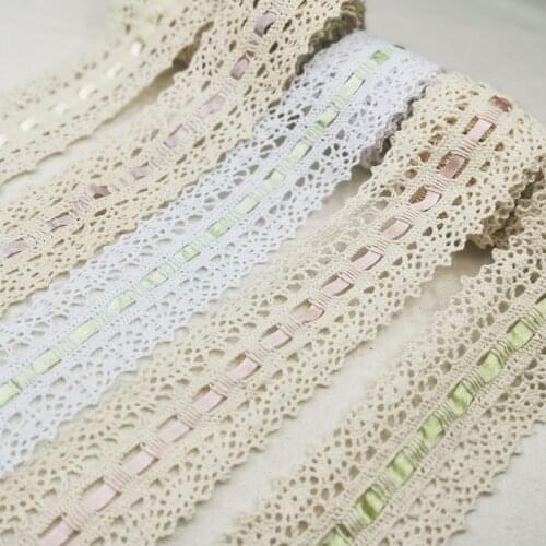 4Meters Beige Yellow Patchwork Cotton Lace Trim Ribbon Wedding Party Craft Apparel Sewing Fabric DIY Handmade Accessories 5cm