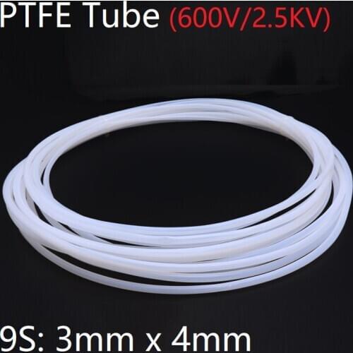 9S 3mm x 4mm PTFE Tube T eflon Insulated Rigid Capillary F4 Pipe High Temperature Resistant Transmit Hose 600V White