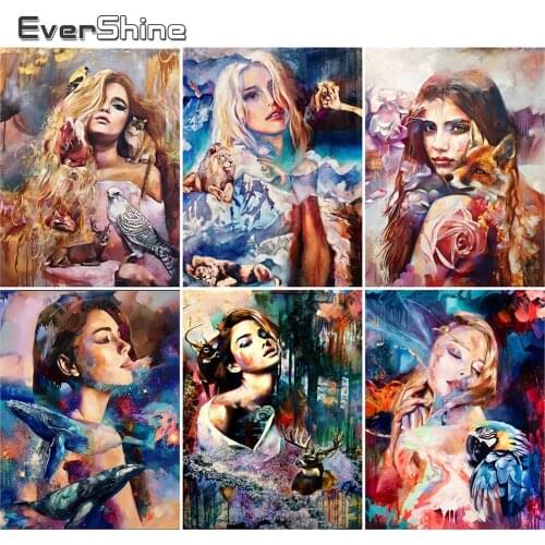 EverShine DIY Diamond Painting Portrait Cross Stitch Diamond Embroidery Fox Full Square Mosaic Animal Rhinestones Handmade Hobby