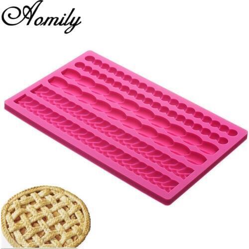 Aomily 3D Knit Rope Silicone Pearl Shell Fried Dough Twist Fondant Mould Cake Border Decorating Molds Sugar Icing Gumpaste Tools
