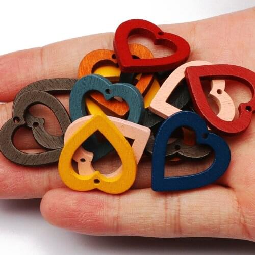 Wooden Heart-Shaped 25x23mm Natural Wood Beads 30pcs/lot Spacer Beads For Jewelry Making DIY Necklace Bracelet Accessories