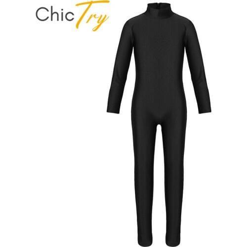 ChicTry Kids Long Sleeve Zipper Ballet Leotard Girls Professional Gymnastics Leotard Sports Bodysuit Unitard Children Dance Wear