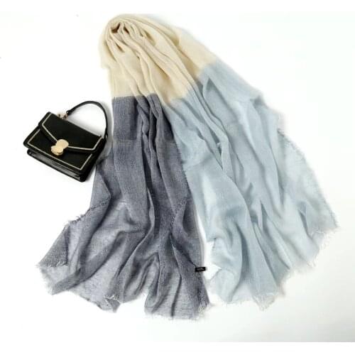 Spring Summer Wool Acrylic Gradient Colors Scarves Casual Hijab Foulard Female Ombre Shawl Office School Accessories 90X200CM