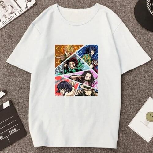Demon Slayer Funny Manga T Shirt Women Fashion Kimetsu No Yaiba T-shirt Tanjirou & Nezuko & Agatsuma Anime Tshirt Harajuku Tee