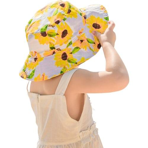 Sunflower Prints Kids Hats Newborn Infant Baby Boys Girls Sunscreen Sun Hat Baby Bucket Cap Summer Beach Fisherman Hat