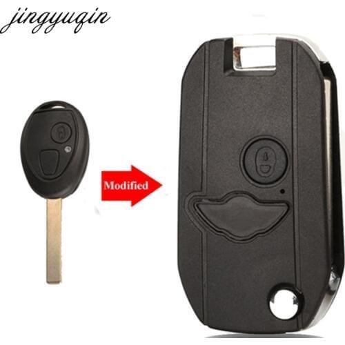 Jingyuqin Modified Car Key Shell 2 Buttons For MG BMW Mini Cooper R53 R50 S For Land Rover 75 X3 X5 Z3 Z4 E34 E36 E39 E46
