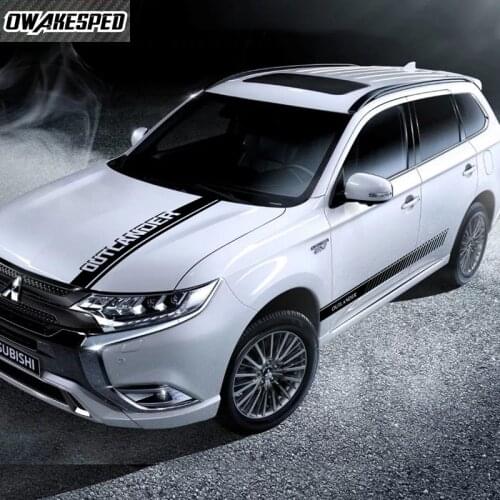 For Mitsubishi Outlander PHEV Car Styling Hood Bonnet Sticker Auto Door Side Skirt Sticker Auto Body Decor Vinyl Film Decals