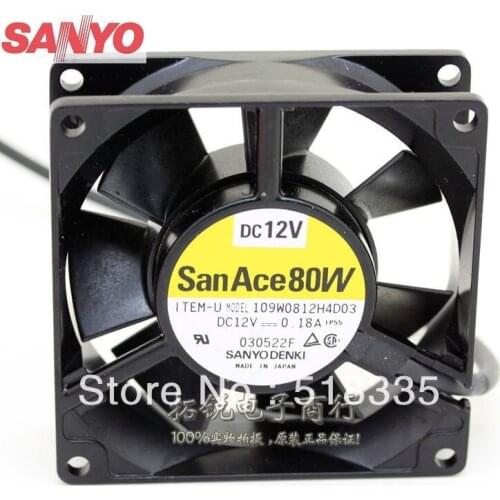 For Sanyo 109W0812H4D03 12V 0.18A 8025 8cm 80mm pc case server inverter cooling fan