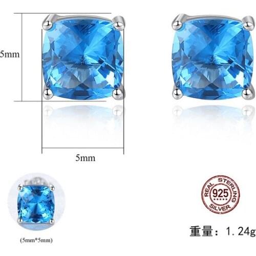 HOT Sell S925 Sterling Silver Fresh literature and art Crystal zircon ruby sapphire Earrings