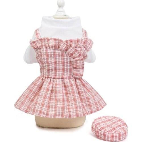 Plaid Dog Clothes Pet Dresses Spring Summer Ladies Party Princess Cats Skirt For Small Dog Yorkshire Comfortable Dogs Clothing