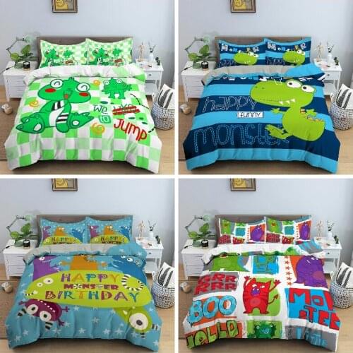 Cute Animal Bedding Set Cartoon Pattern Duvet Cover Quilt Cover with Pillowcase Queen King Size for Kid Home