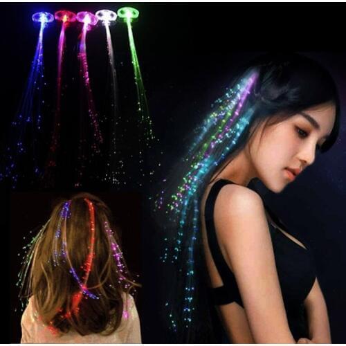 Colorful LED Glowing Flash Wigs Hair Braided Clip Hairpin Show New Year Party Christmas Decor Supplies Headband Luminescent TP