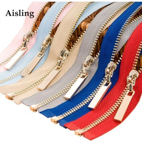 40cm Metal Zippers Open-end Copper Tooth Zip For Sewing Bags Down Jacket Skirt Zip Repair Kit DIY Clothing Accessories P105