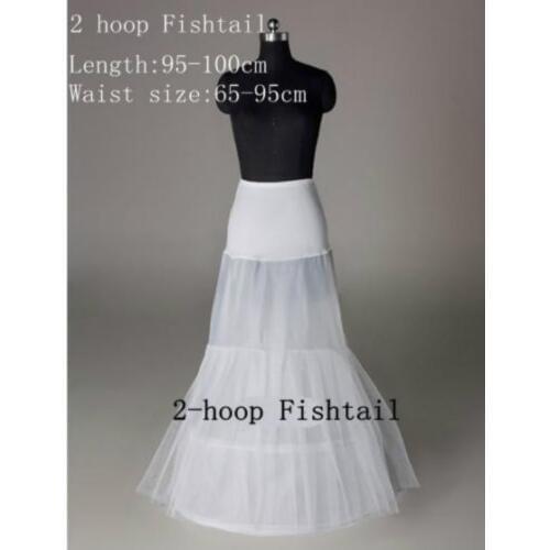 New White 2-Hoop Mermaid Wedding Dress Bridal Petticoat Crinoline
