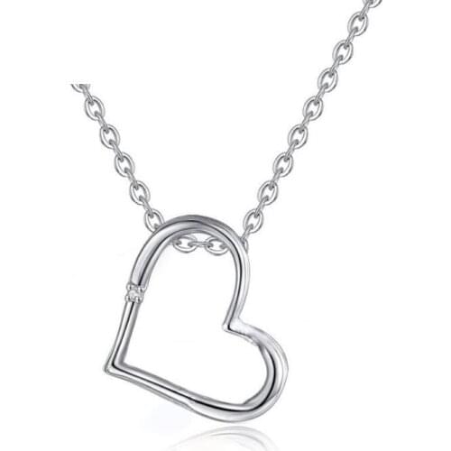 Heart Necklace Silver Jewelry Women Sterling Silver Necklace Pendant Necklace