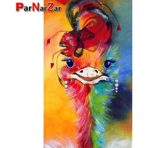 ParNarZar Diamond Painting Ostrich Display Ostrich Diamond Embroidery Full Drill Mosaic Picture of Rhinestones Home Decor Gift
