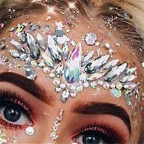 Festival Face Jewels Crystal Body Stickers Make Up Face Gems Glitter Rhinestones Face Sticker For Festival Party Dress UP