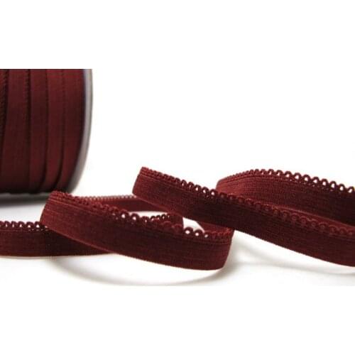CLEARANCE|6Yards 3/8 Inch Burgundy Wine Picot Edge Decorative Pattern Lingerie Elastic|HeadbandSkinny Narrow Stretch|Bra Strap