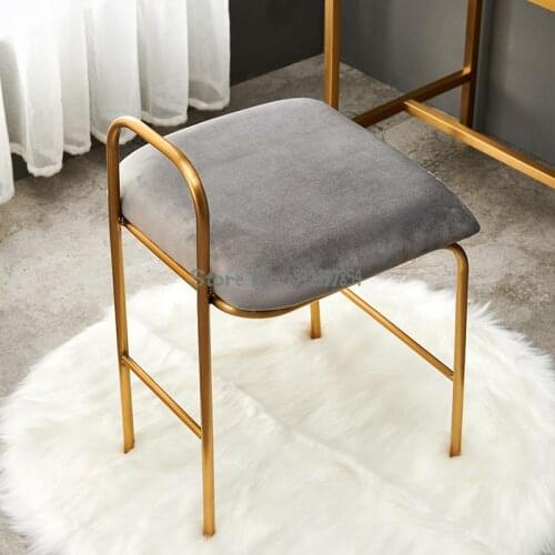 Nordic light luxury makeup stool stainless steel net red dressing chair modern minimalist bedroom makeup chair dressing table st