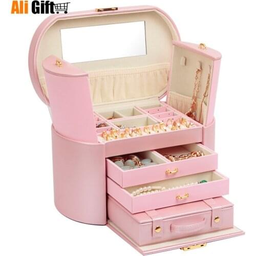 Jewelry Box European Princess Korea Lockable Jewelry Wooden Watch Storage Multi-function Portable Dressing Case Jewelry Box