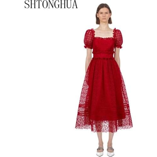 SHTONGHUA Red Summer Dresses