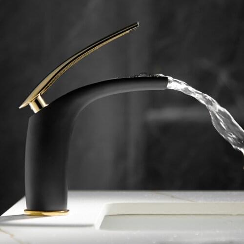 Bathroom Basin Faucet Black Gold Sink Tap Single Hole Water Tap Hot and Cold Lavotory Faucet mitigeur salle de bain mixer faucet