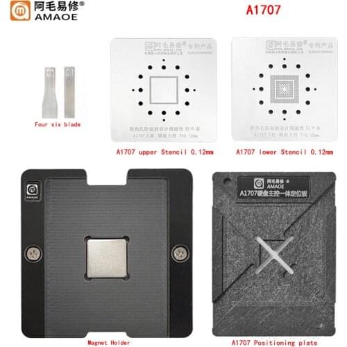 Amaoe BGA Stencil For Macbook A1707 CPU Reballing Set IC Soldering Plate Location Platform Magnet Base W614TB37 Tin Plant