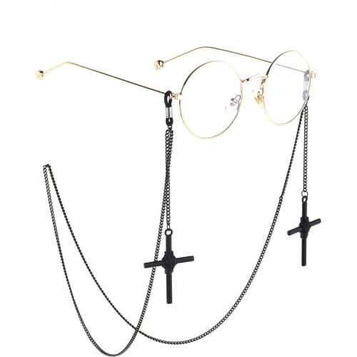 Glasses rope hanging neck fashion simple black cross pendant chain sunglasses with glasses chain
