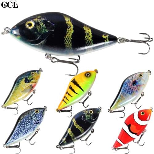 10cm 45g Bionic Slide Bait Hard Wobble Jerkbait Sinking Lures Pike Muskie Fishing 2# Hooks for Ocean Lakes Carp 3D Eyes