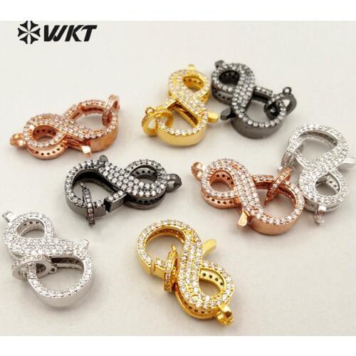 WT-JF217 WKT Wholesale Unique Design Cubic Zircon Elegant Micro Pave Jewelry Eight Shape Fashion Lobster Clasp