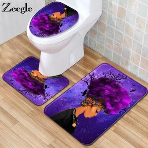 Zeegle 3pcs Toilet Set Anti Slip Bathroom Doormat Shower Mat Absorbent Toilet Pedestal Rug Foot Mat Washable Soft Bath Mat Set