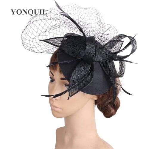 Women Vintage Fascinator Hats Bride Mesh Headwear With Hairpin Ladies Occasion Cocktail Party Millinery Cap Bride Hair Accessory