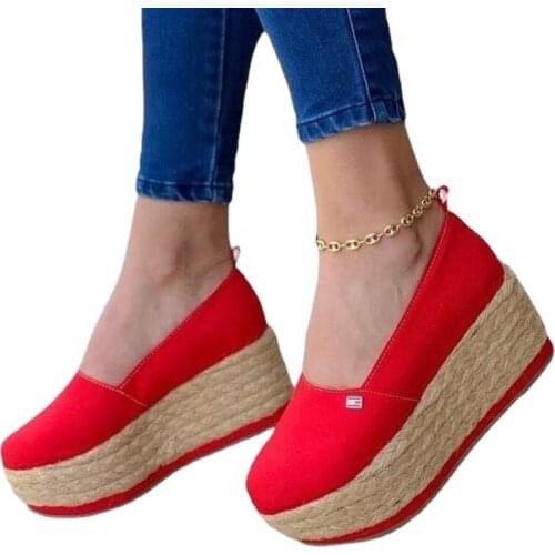 New Fashion Platform Women Shoes Hemp Rope Thick Soles Casual Shoes Woman 2021 Autumn Slip On High Heels zapatos mujer WSH4071