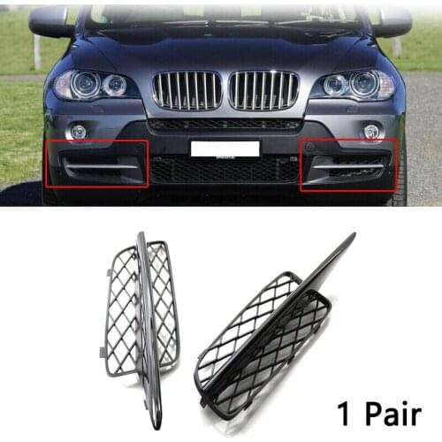 1Pair Front Bumper Grille Bumper Fog Light Grille Honeycomb Through Hole for BMW X5 E70 2008 2009 2010 Car Styling Exterior