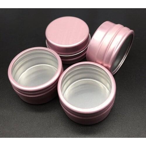 100pcs 10g Aluminum Jar Rose pink Window 10cc Cosmetic Cream Bottle Visible Empty Screw Cap Lotion Tins Container