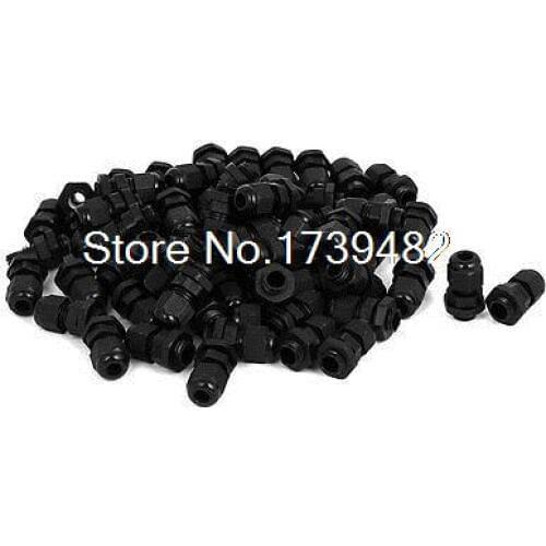 100 Pcs Black PG7 3-6.5mm Electrical Cable Glands Fixing Lead Connector Joints