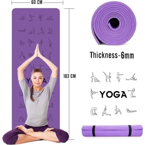 1830*600*6mm Non Slip TPE Yoga Mats Double Side Use Position Line Mat Yoga Pose Tapete Fitness Gymnastics Exercise Pilates Mat