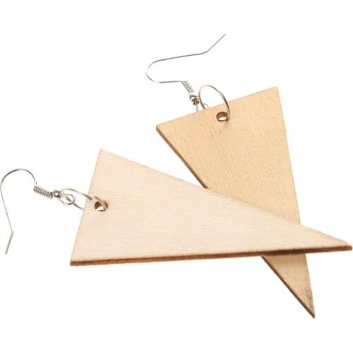 2 Pairs Natural Wood Rhombus Triangle Earrings Women Wooden Earrings