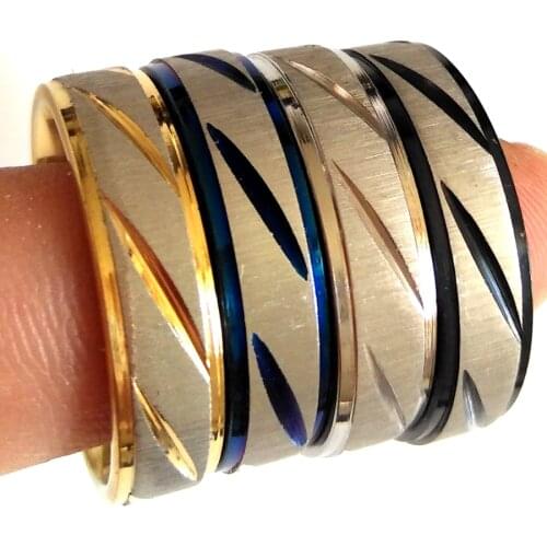 20pcs Comfort-it Quality Unisex Cut Beveled Matte Brushed Mens Wedding Stainless Steel Band Rings Engagement Jewelry Party Gift