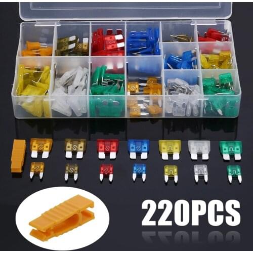 220Pcs Auto Car Truck Automotive Blade Fuse Assortment Assorted Kit Blade Set Fuse Kit APM, ATM Safety Pipe Xenon Lamp Fuse Tool