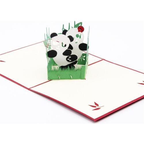 3D Laser Cut Handmade Cute Cartoon Panda Paper Invitation Greeting Cards PostCard Children Birthday Party Creative Gift Souvenir