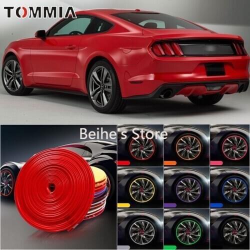 8M Car Wheel Hub Rim Edge Protector Ring Tire Strip Guard Rubber Decals For Ford mustang