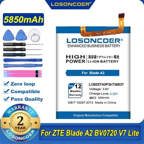 LOSONCOER 5850mAh Li3825T43P3h736037 Battery For ZTE BV0720 Blade A2 / Blade V7 Lite Dual SIM