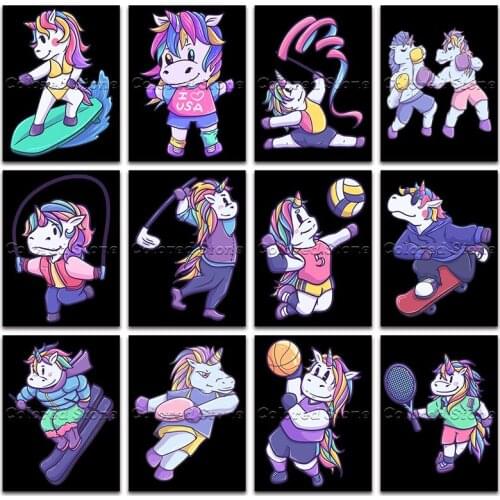 New Diamond painting Cartoon Animal unicorn horse basketball golf 5D DIY Full Square Drill embroidery Cross stitch mosaic 1026