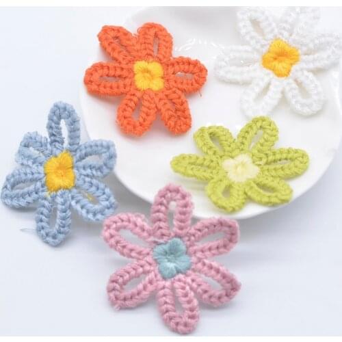 12Pcs Soft Wool Flower Applique for DIY Clothes Hat Shoes Crafts Sewing Supplies Patches Headwear Hair Clips Decor Accessories