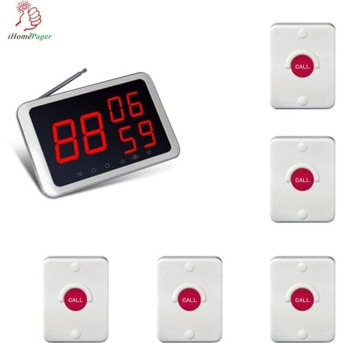 Wireless Calling System Waiter Call System Restaurant Call System Three Groups Number Display Receiver With 5 Push Button