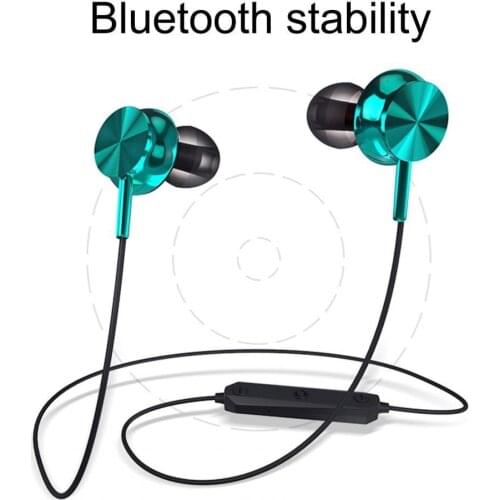Bluetooth 4.2 Earphone Sports Neckband Magnetic Wireless Earphones Stereo Earbuds Music Metal Headphones With Mic For All Phones
