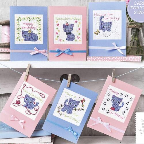 CD456 Cross Stitch Kit Package Greeting Cards Needlework Counted Cross-Stitching Kits Christmas Mothers Fathers Day Birthday