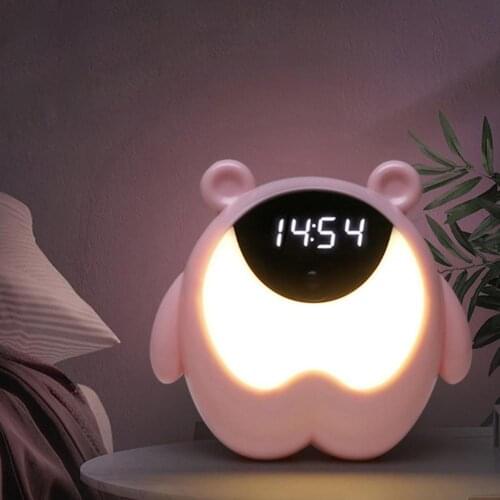 Digital Clock USB Powered Adjustable ABS Cute Bear Alarm Clock Night Light for Home
